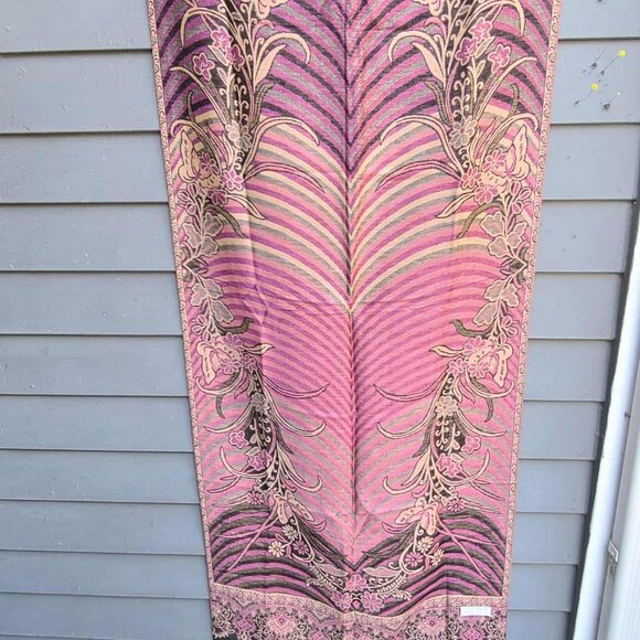 New Pashmina Brown Gold Mauve Floral Pashmina New - Picture 6 of 12
